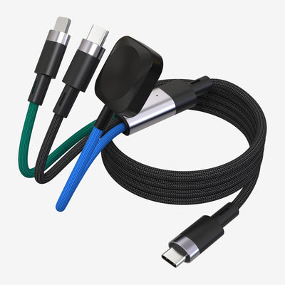 Multi head multifunctional two to three data cable PD60w fast charging suitable for Android Pingguo smartphones and smartwatches