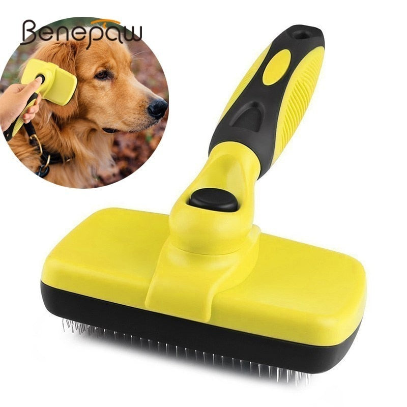 Benepaw Premium Self Clean Hair Dog Brush Slicker Comfortable Small Large Dog Comb Pet Grooming Tools Cat Fits Various Hair