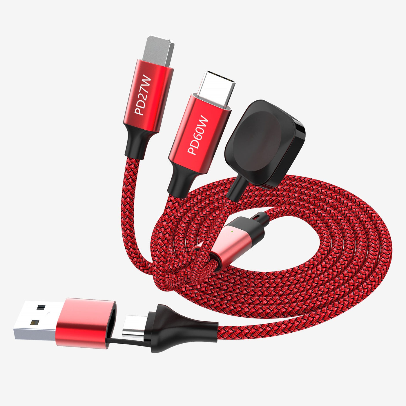 Multi head multifunctional two to three data cable PD60w fast charging suitable for Android Pingguo smartphones and smartwatches